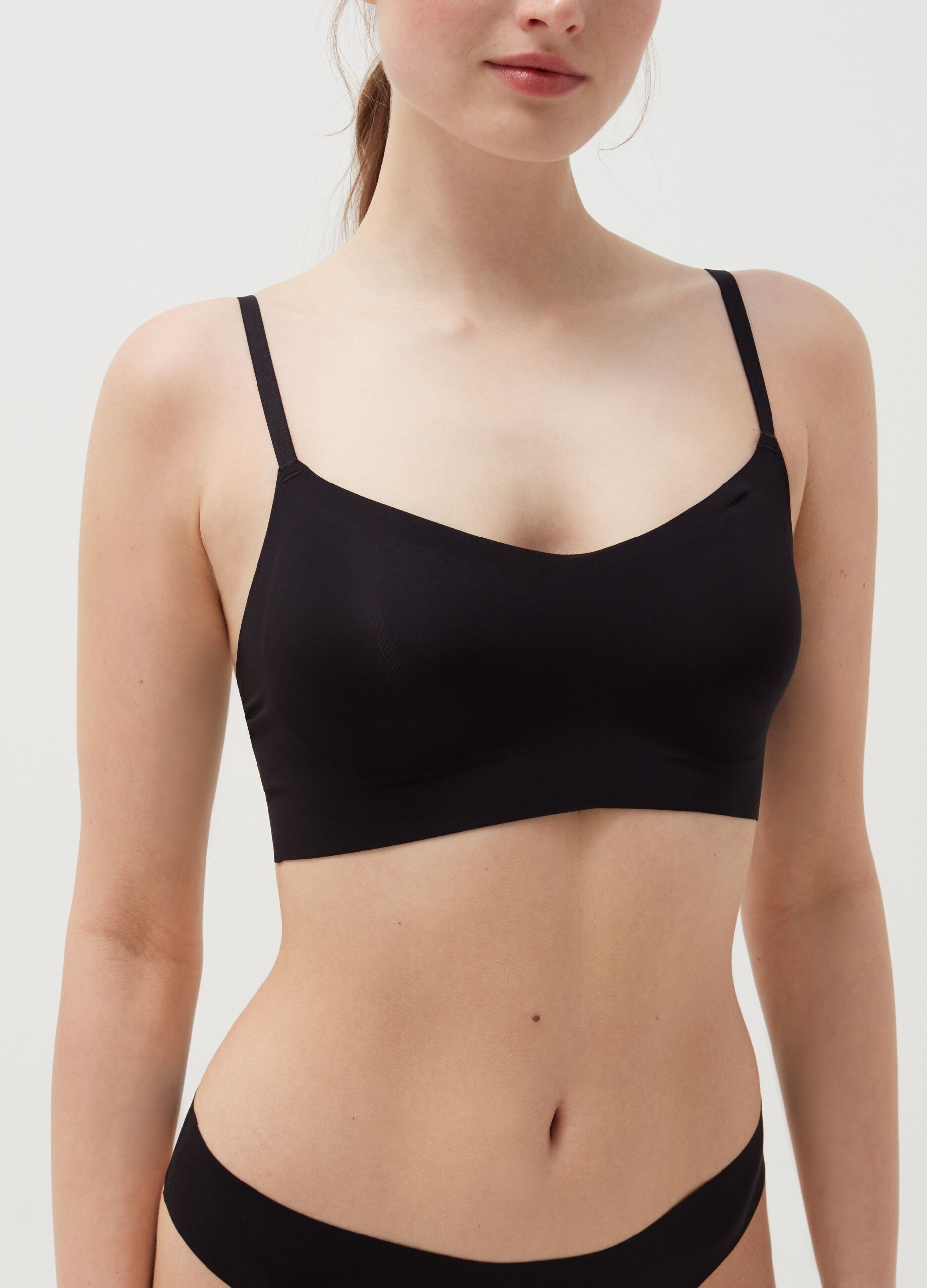 Bralette In Microfibra The Nude Effect Nero Da Donna Ovs