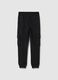 Children's black cotton blend trousers with cargo pockets_4