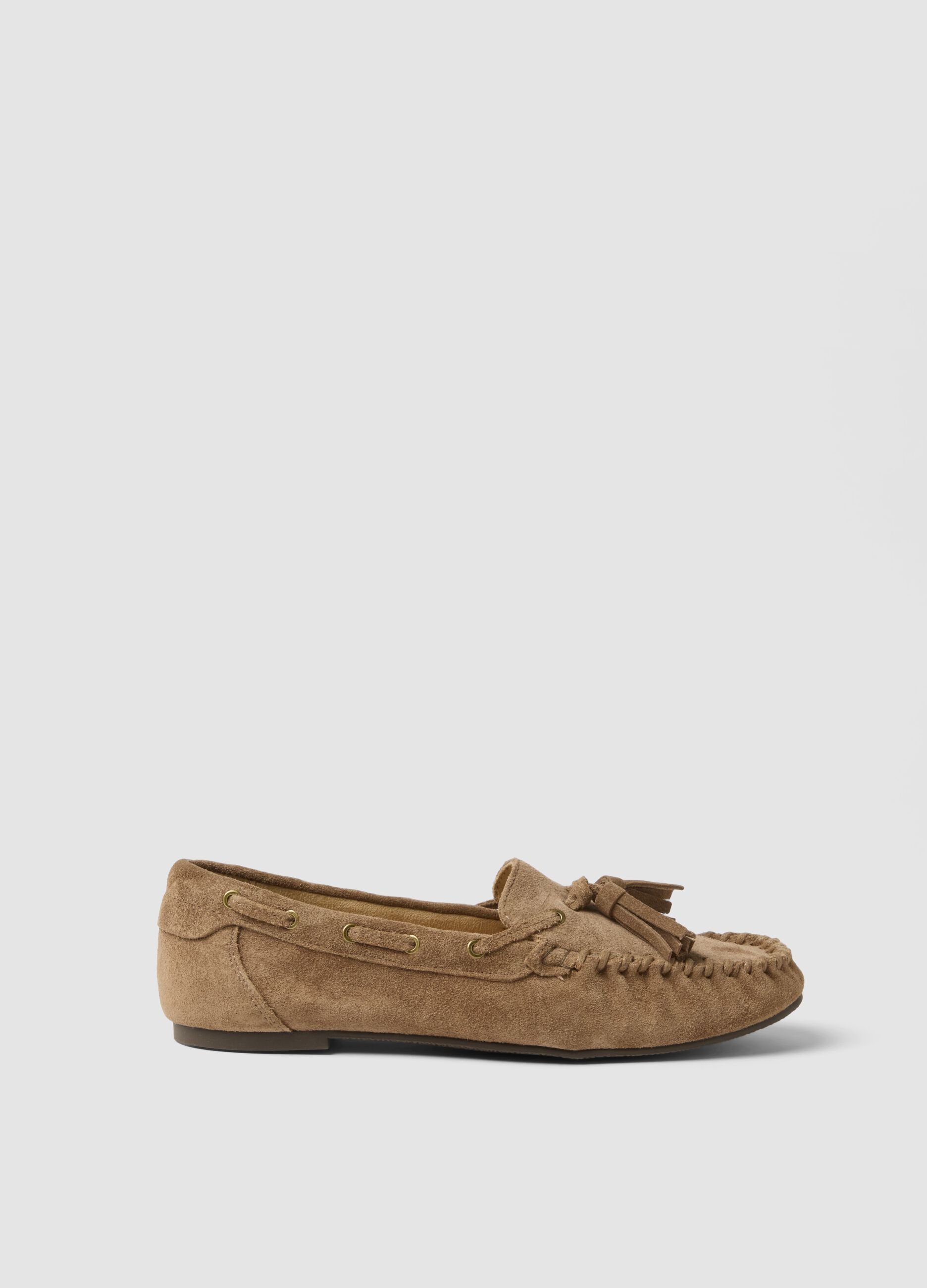 Comfortable brown genuine leather loafers