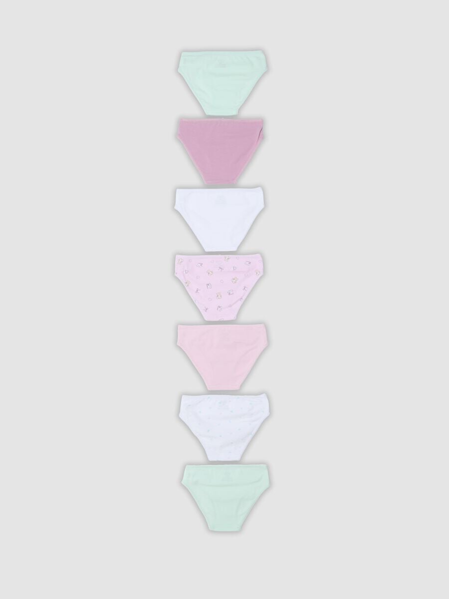 Pack of seven multicolour girls&rsquo; briefs in stretch organic cotton_1