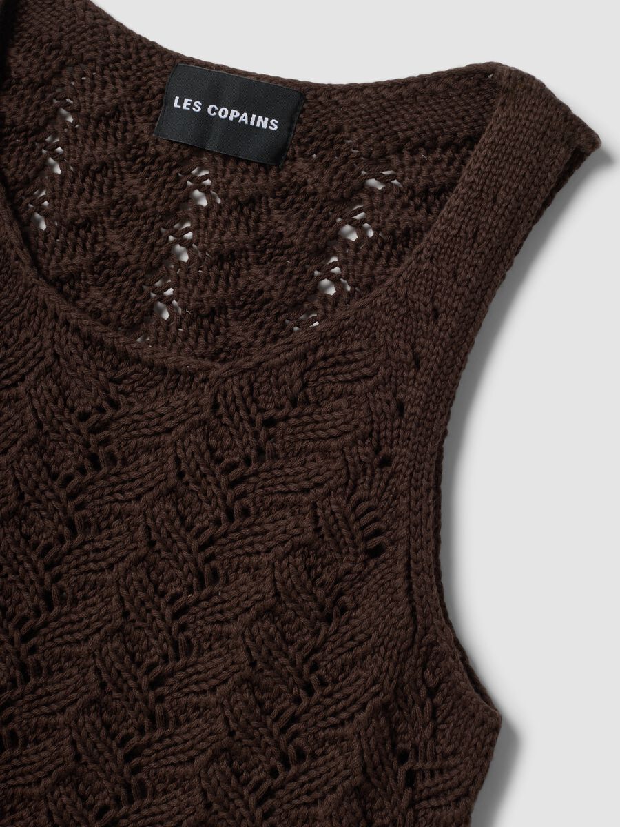 Brown pure cotton crochet tank top_1