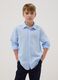 Boy's blue regular fit linen and cotton blend shirt_0