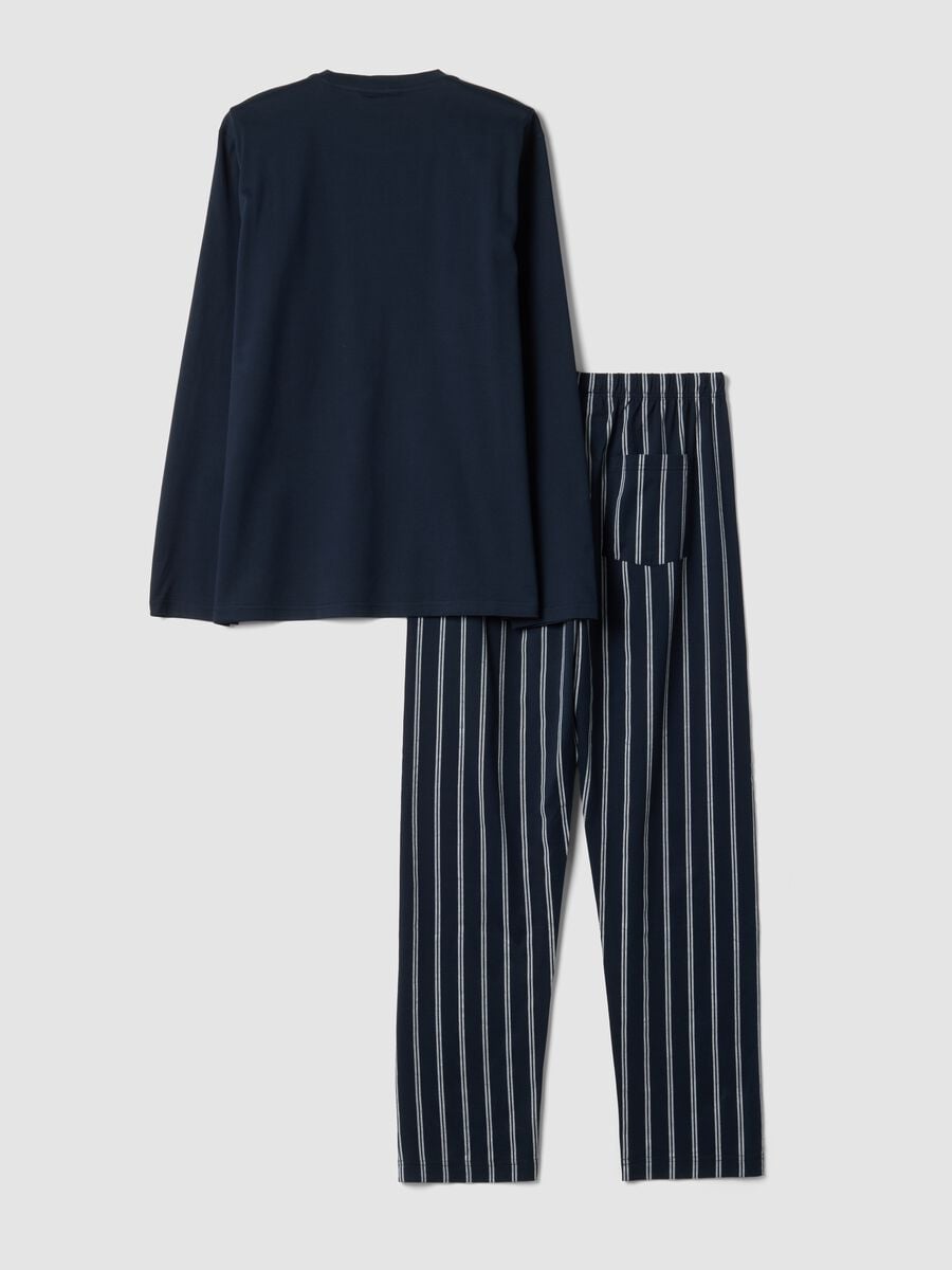 Pigiama blu navy in puro cotone organico con girocollo_6