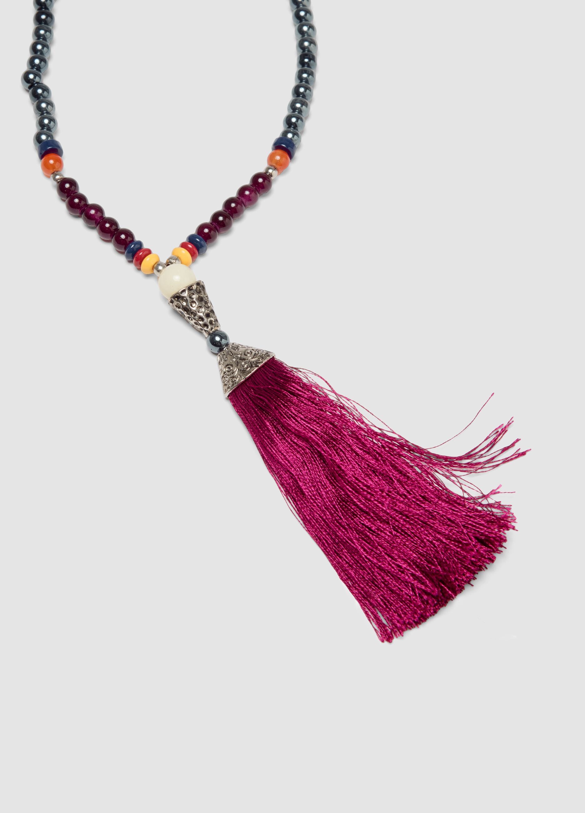 Red necklace with decorative tassel