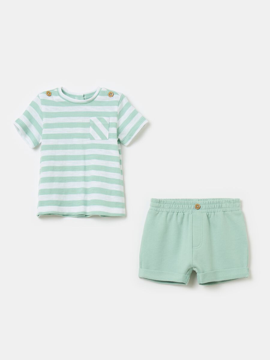 Jogging set in organic cotton with striped pattern_0
