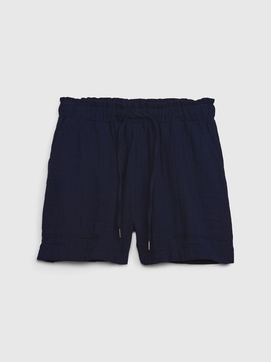 Shorts in garza di cotone effetto crinkle_4