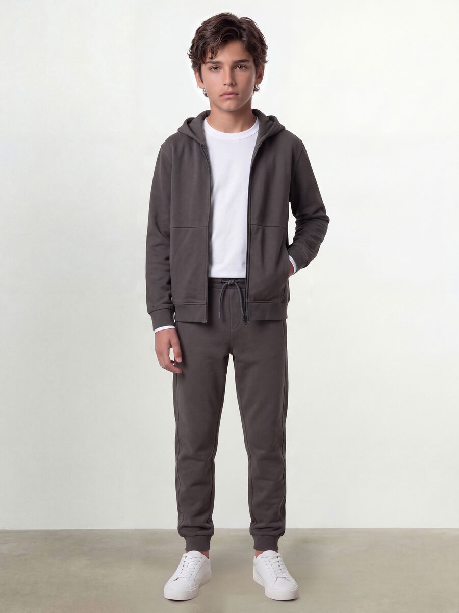 Grey organic cotton zip-up hoodie for boys, relaxed fit_2