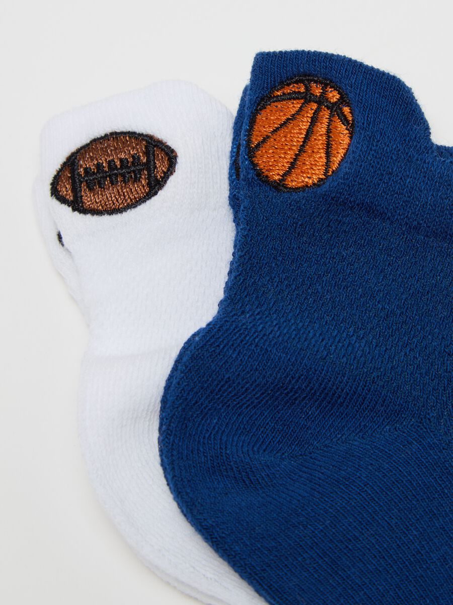 Three-pair pack shoe liners with sports motif embroidery_1