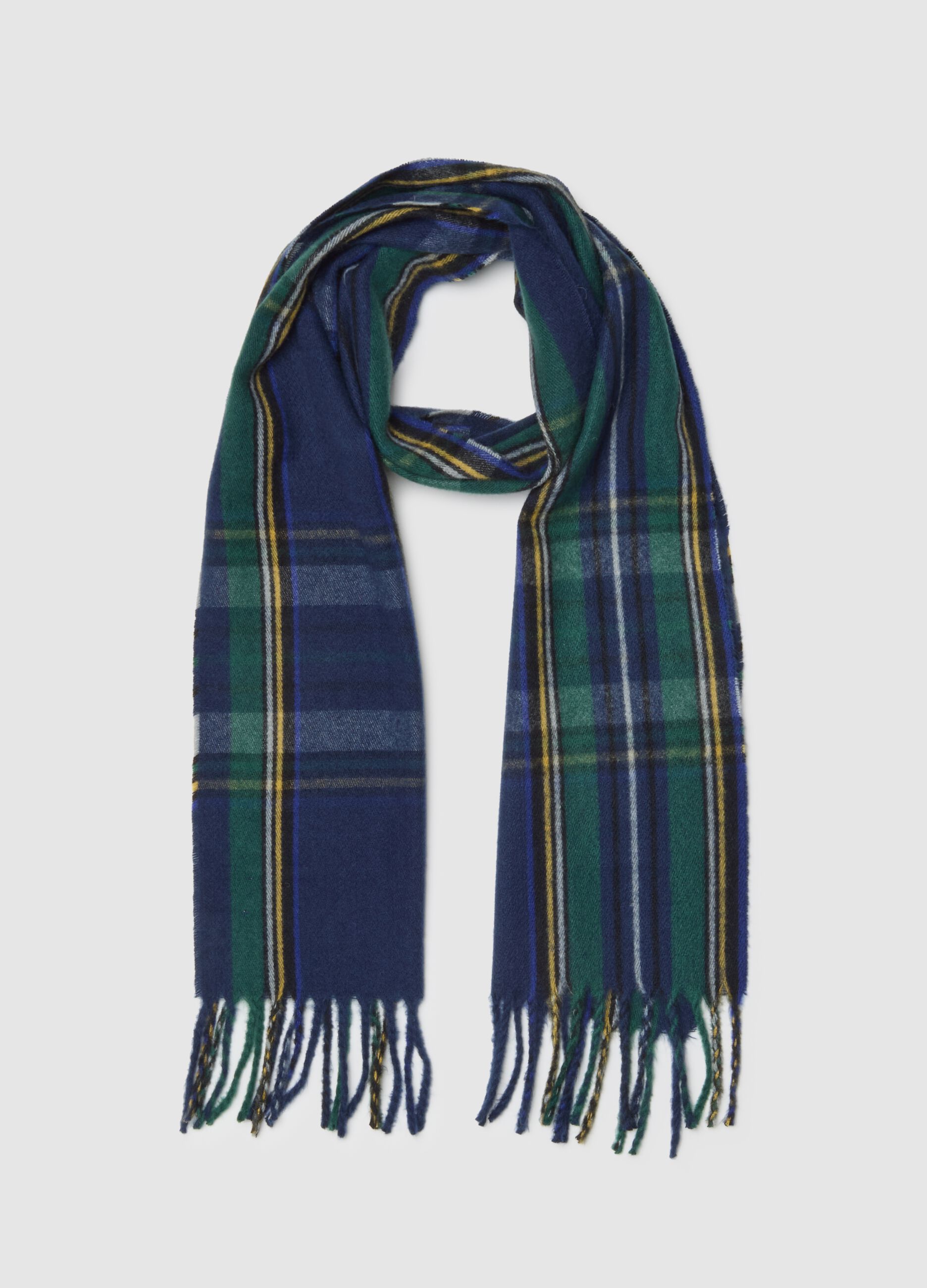 Multicolour Checked Scarf with Tassels