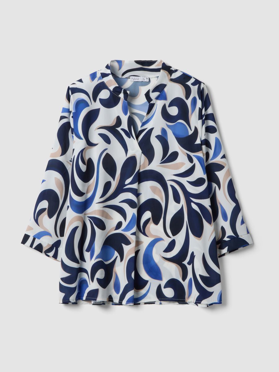 Blusa multicolor fantasia a maniche lunghe con scollo a V_4