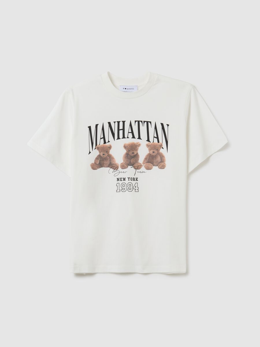 Relaxed Fit White Pure Cotton T-Shirt with Emblem_4