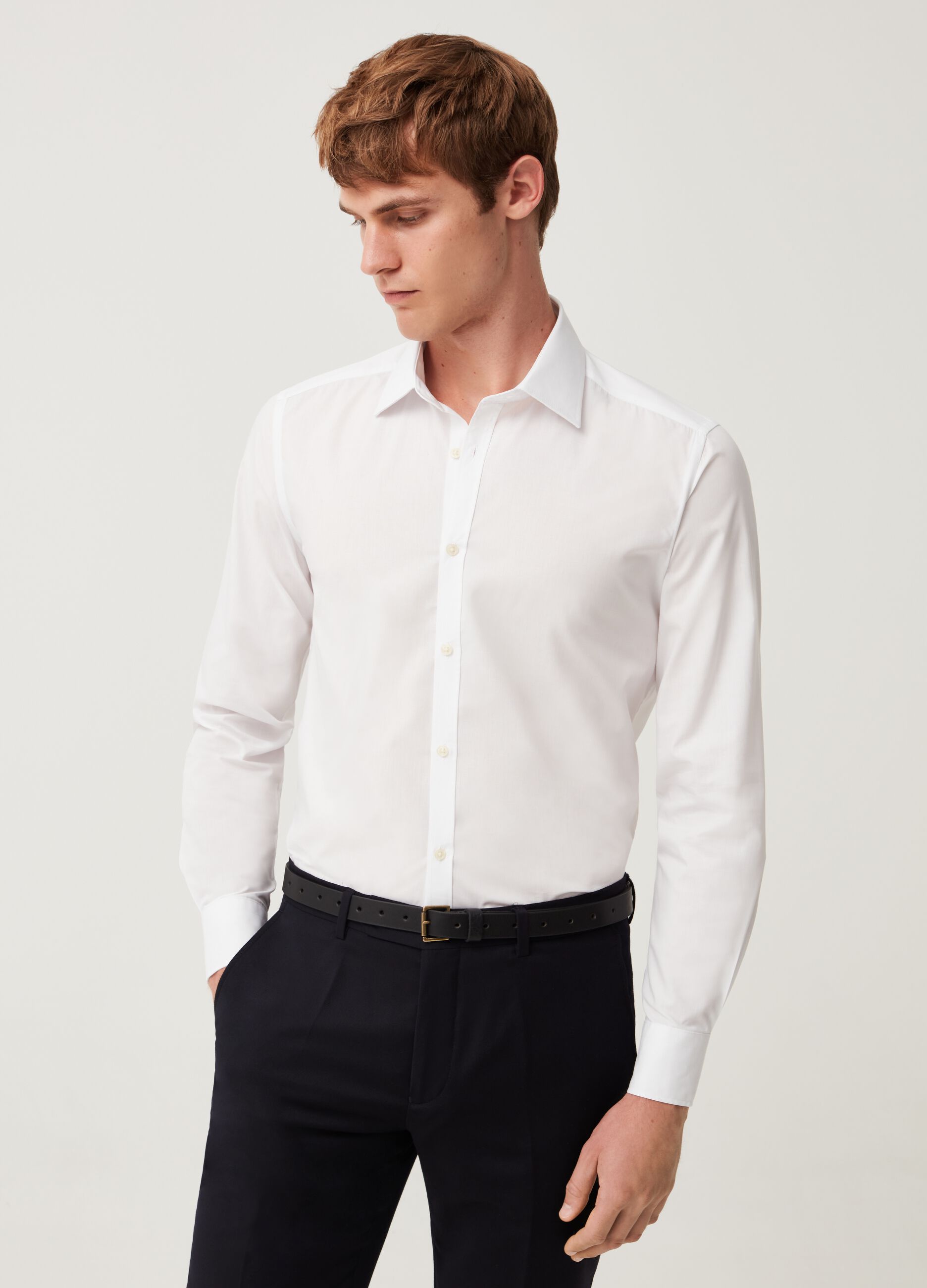 Camicia slim fit tinta unita