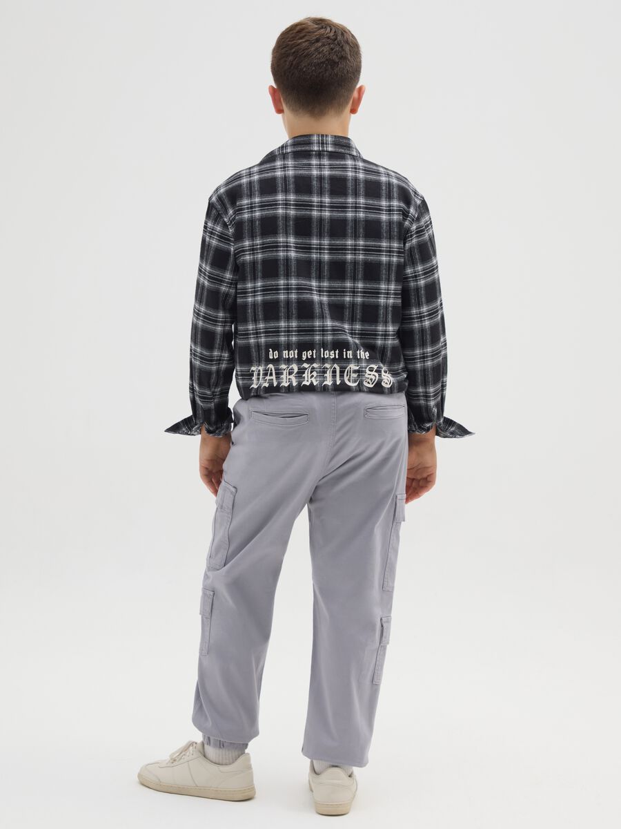 Boy's Grey Stretch Cotton Cargo Trousers_1