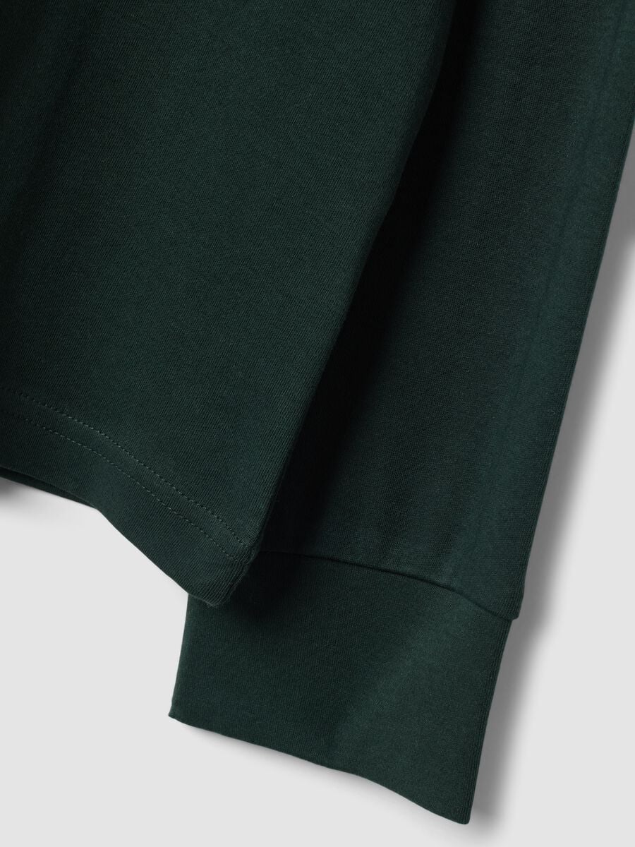 T-shirt verde in puro cotone con collo rialzato strutturato regular fit_1