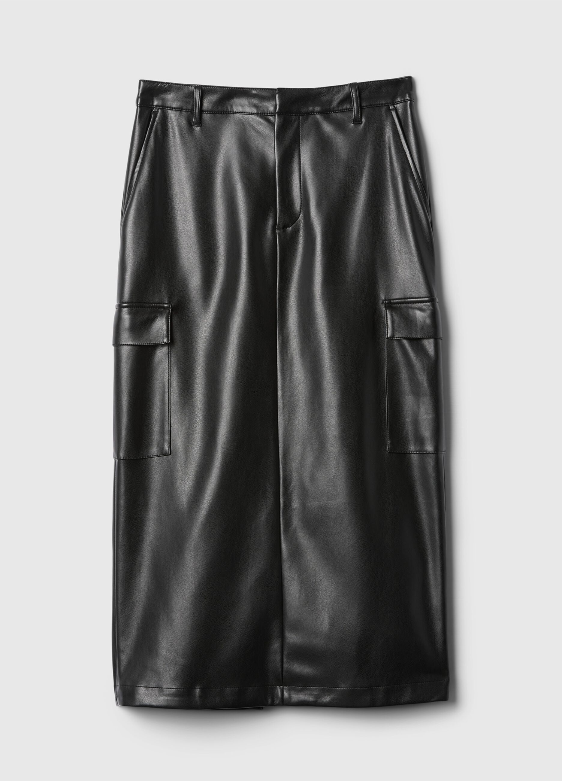 Glossy-effect midi cargo skirt