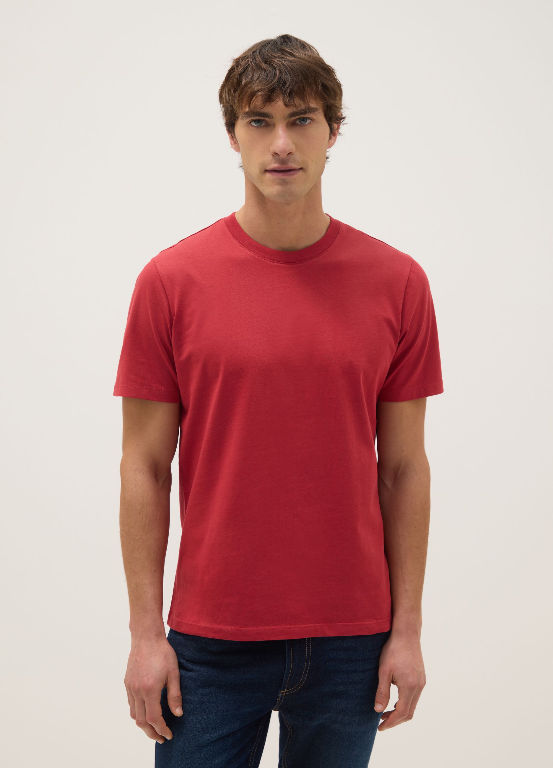 Regular Fit Red Pure Cotton T-shirt