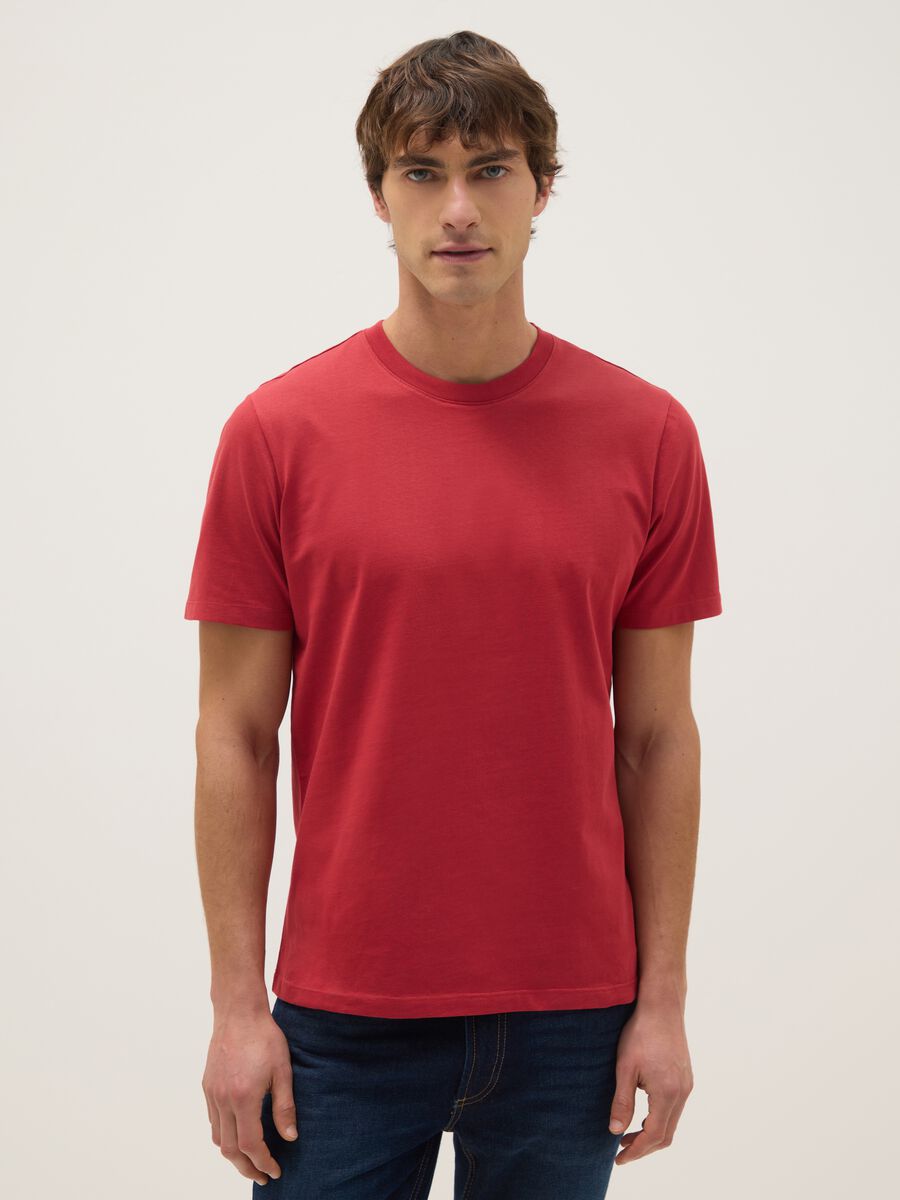 T-shirt in puro cotone rossa regular fit_0