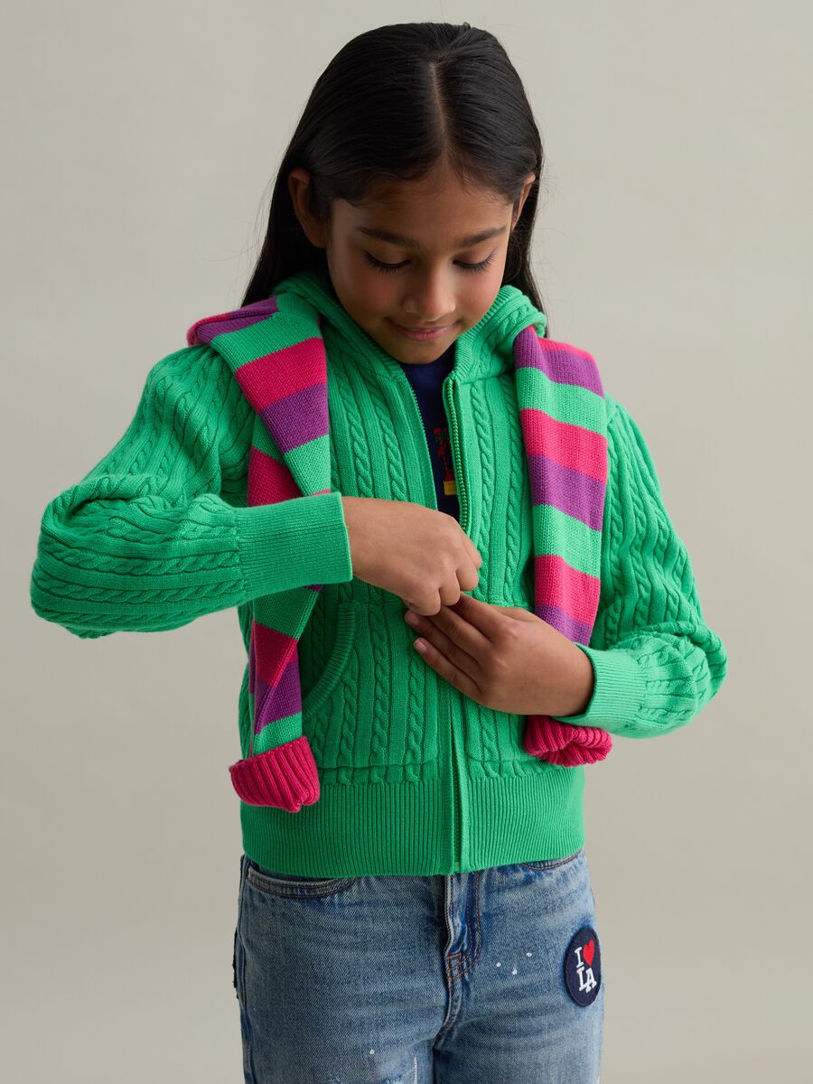 Cable-knit full-zip cardigan with hood_0