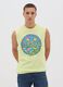 Men&rsquo;s yellow regular-fit vest top in 100% cotton with print_1