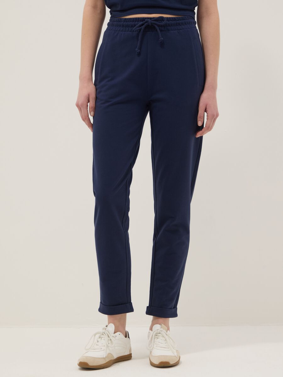 Blue pure cotton joggers, regular fit_1