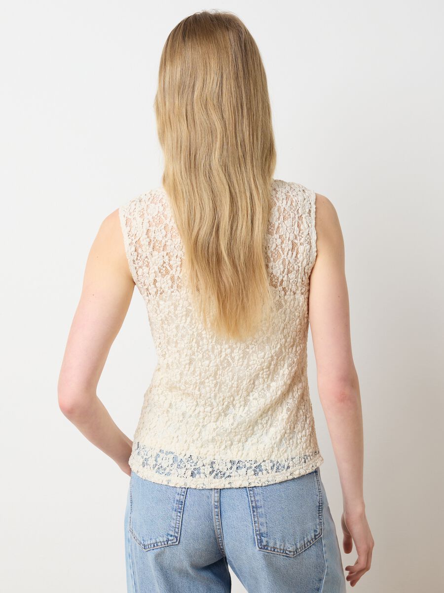Women's beige lace fitted top_3