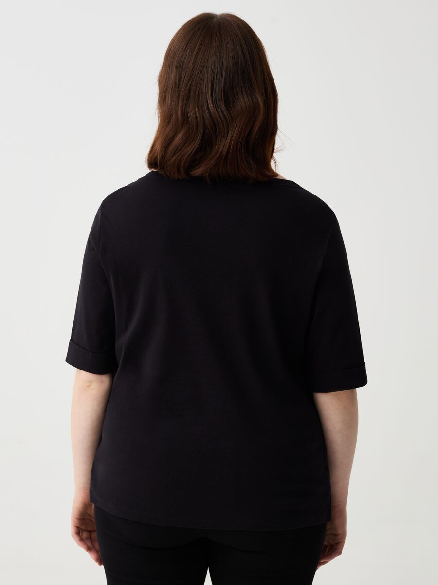 Curvy T-shirt with elbow-length sleeves with turn ups_2