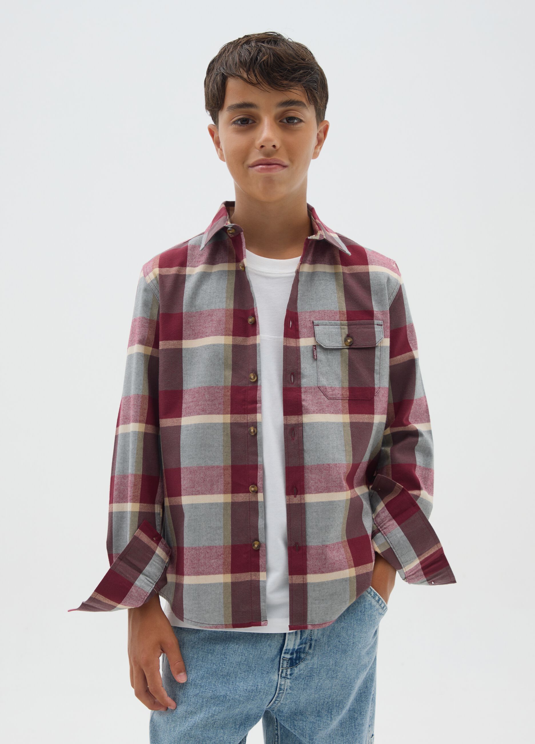 Boys' pure cotton multicolour regular fit shirt