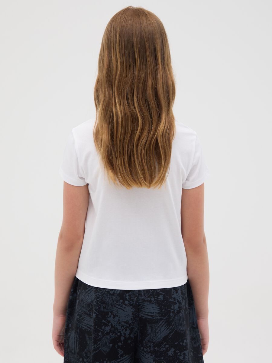 White pure cotton regular fit girls' T-shirt with print_1