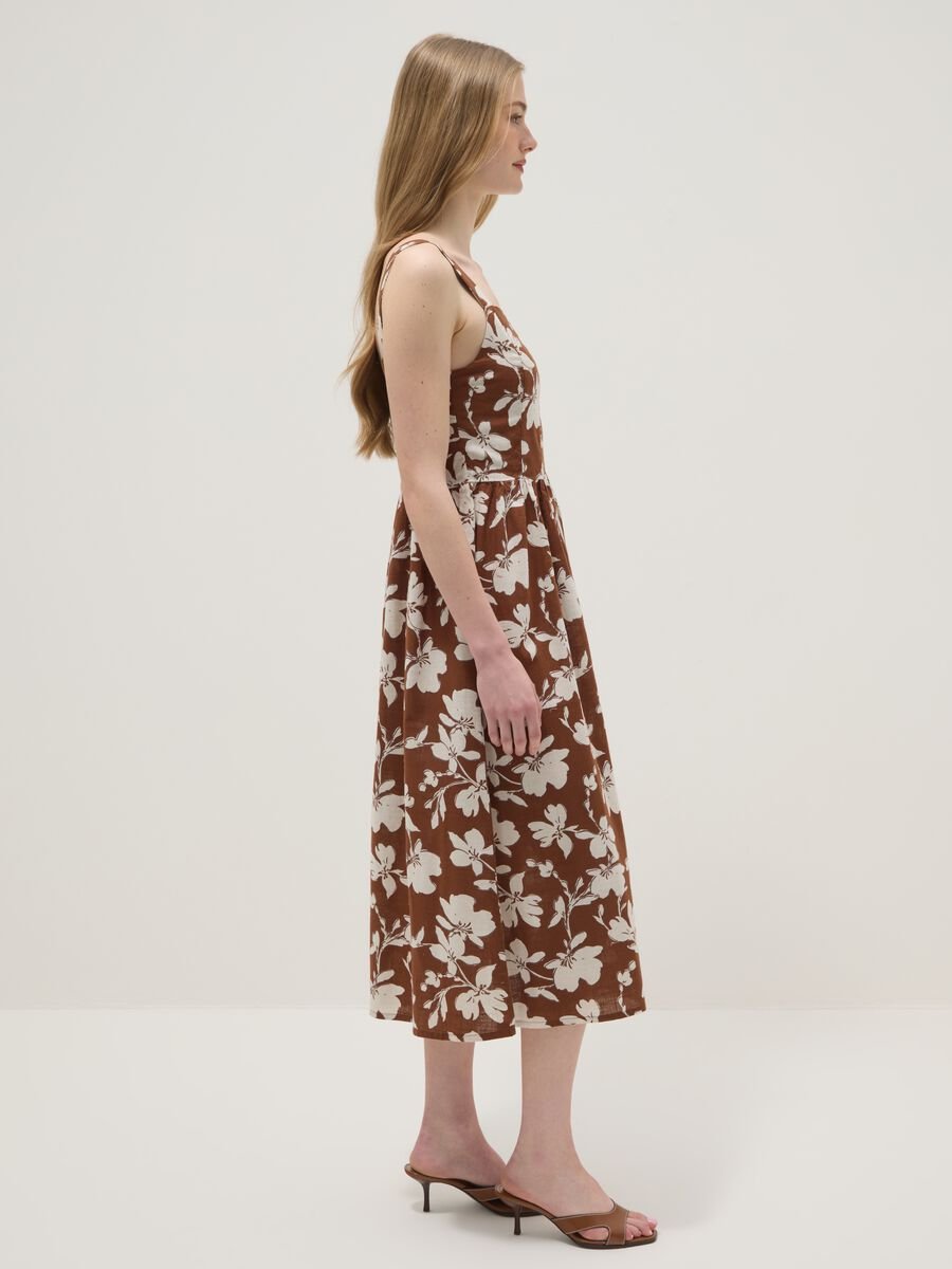 Brown floral print dress_0