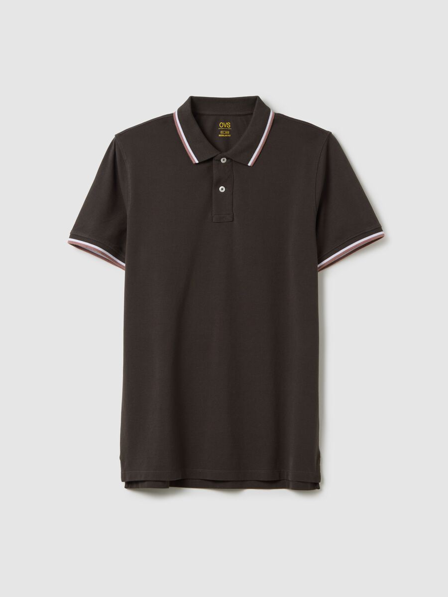 Polo da uomo in puro cotone marrone regular fit_4
