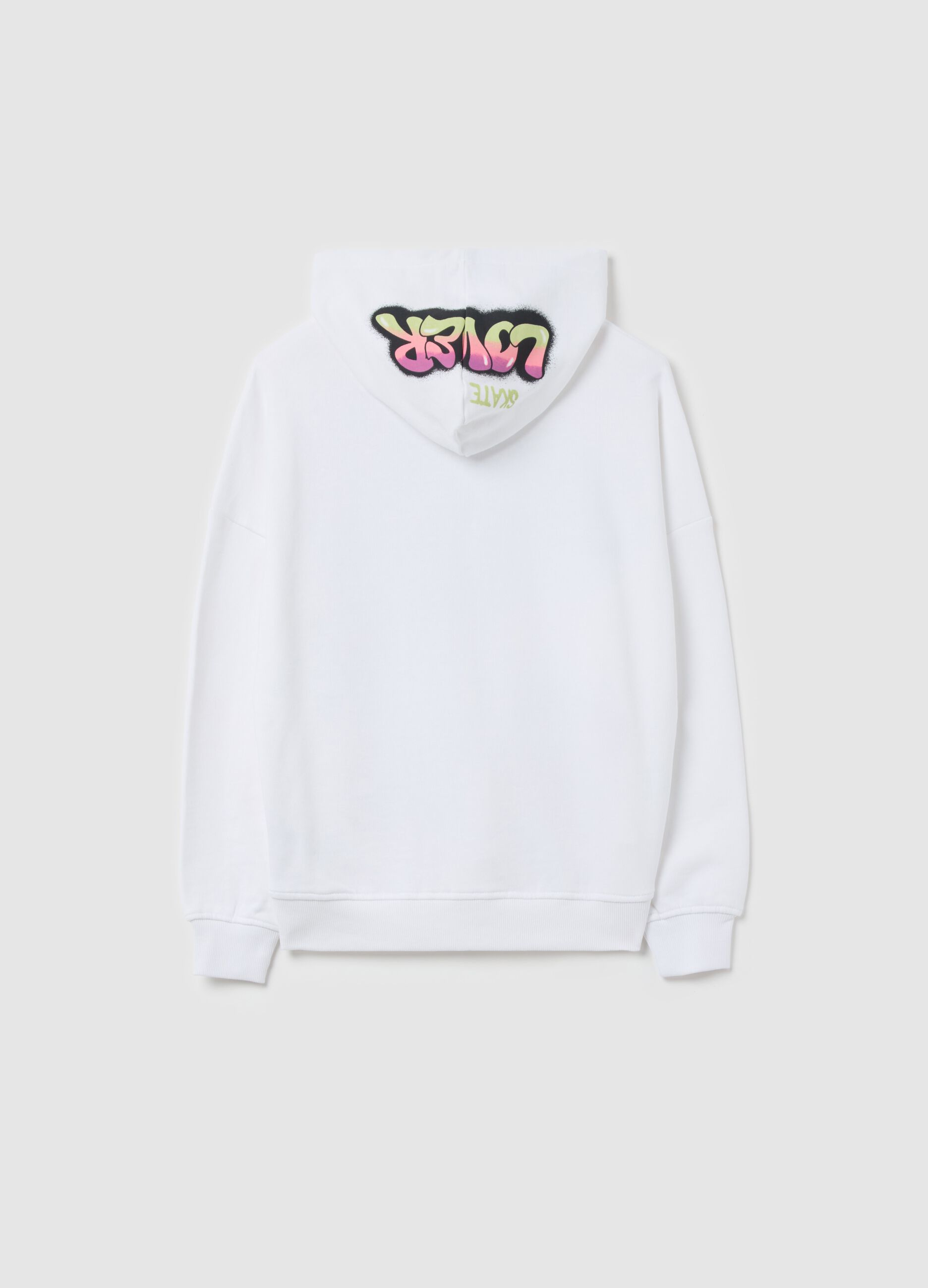 Sweatshirt with hood and graffiti-style print