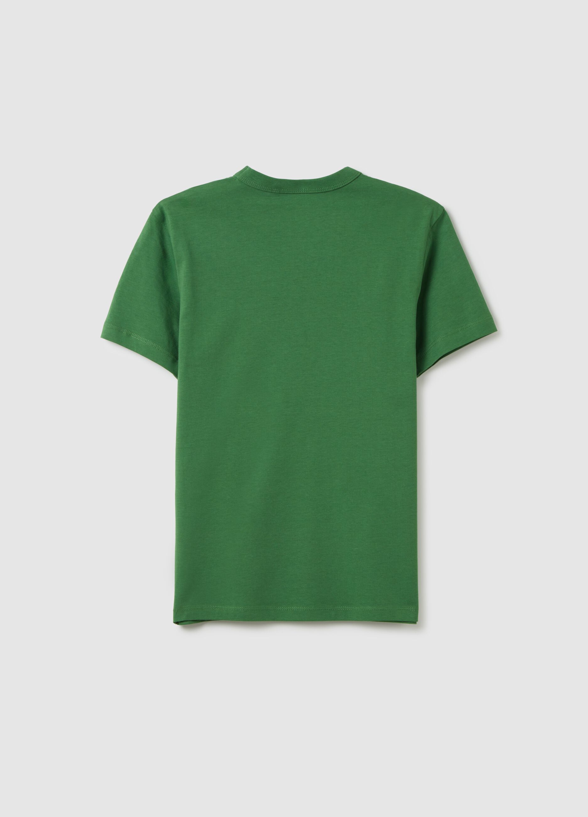 Green short-sleeve cotton T-shirt for boys