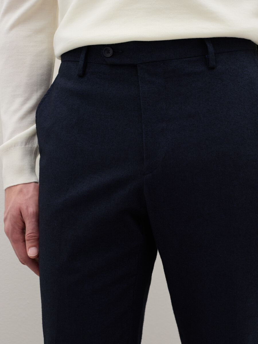 Slim fit blue stretch cotton trousers_3