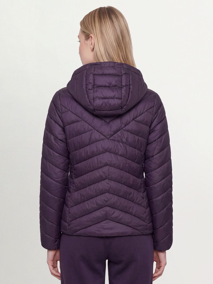Giacca Ultralight viola trapuntata con cappuccio e zip_2