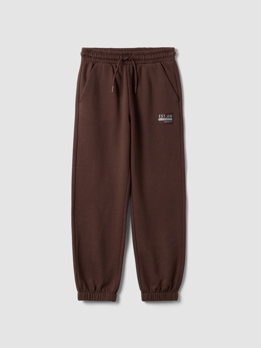 Pantaloni jogger marroni in puro cotone regular fit_0
