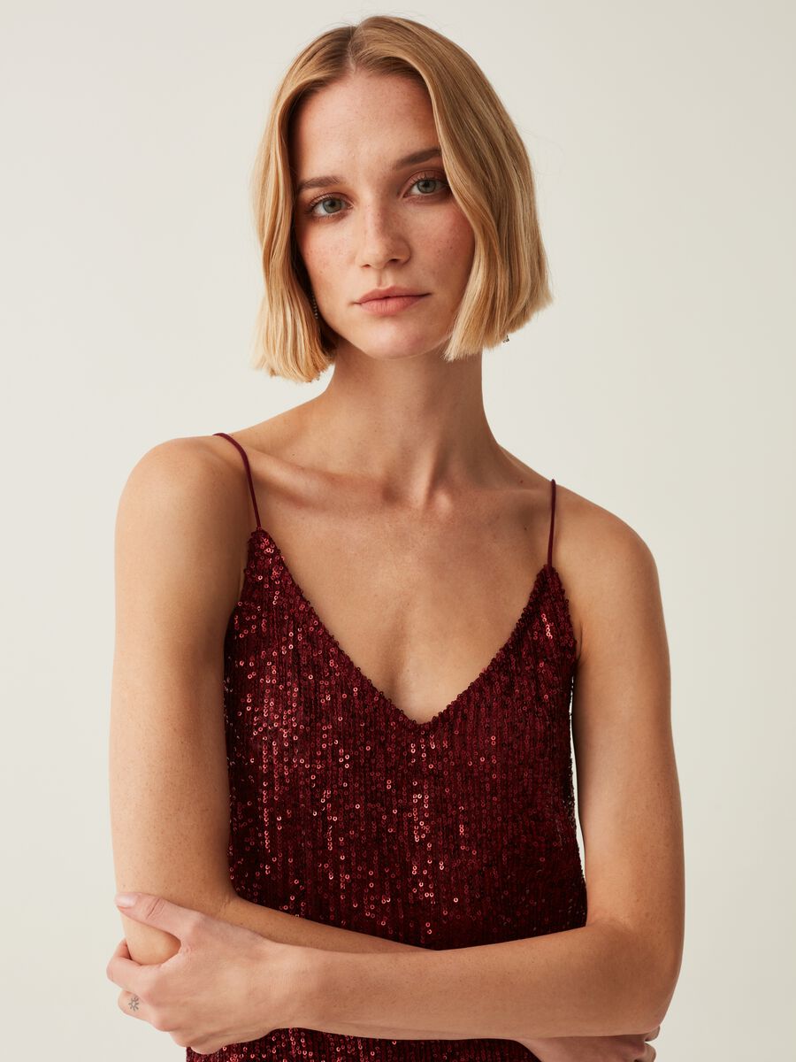 Tank top con paillettes scollo a V_1
