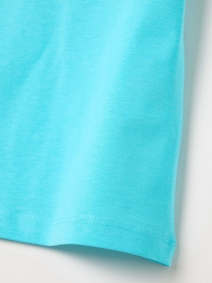Blue T-shirt in pure cotton for girls_3