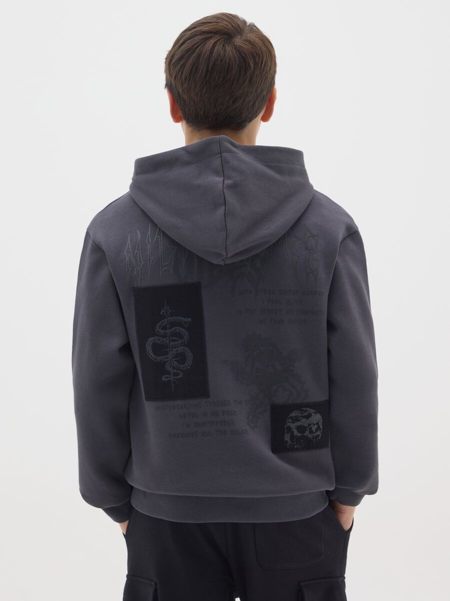 Felpa grigia con cappuccio da ragazzo in puro cotone over fit_1