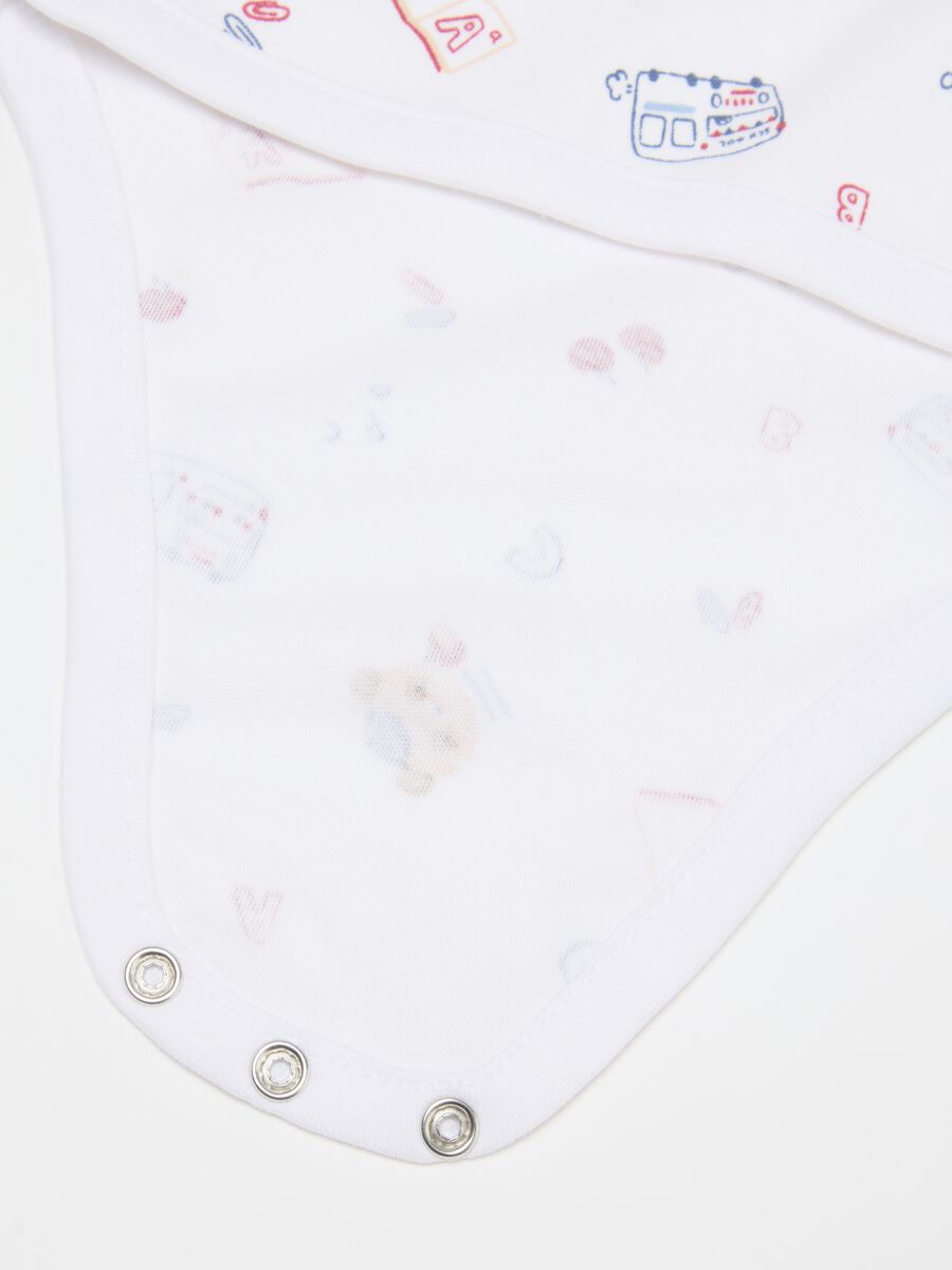 White and Multicolour Cotton Newborn Bodysuit Twin Pack_2
