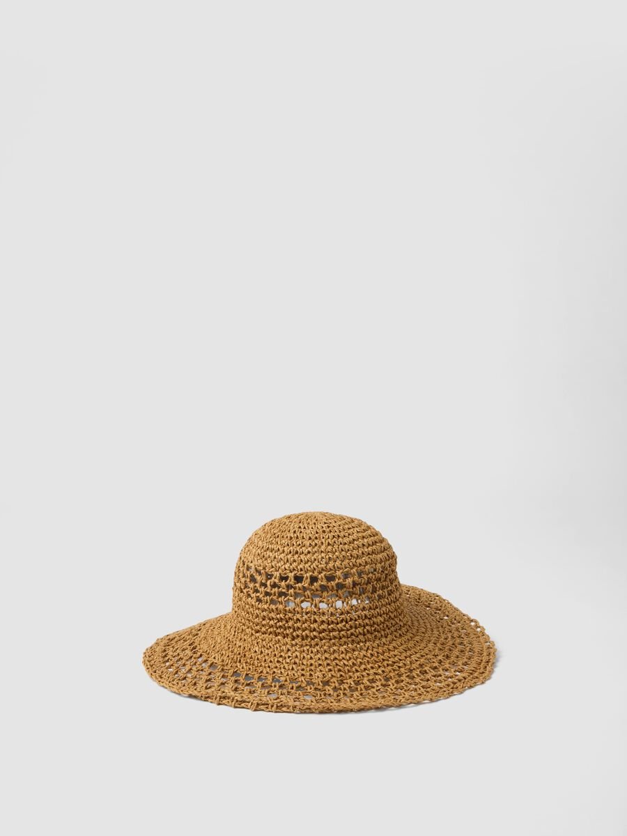 Cappello in puro tessuto carta marrone_0