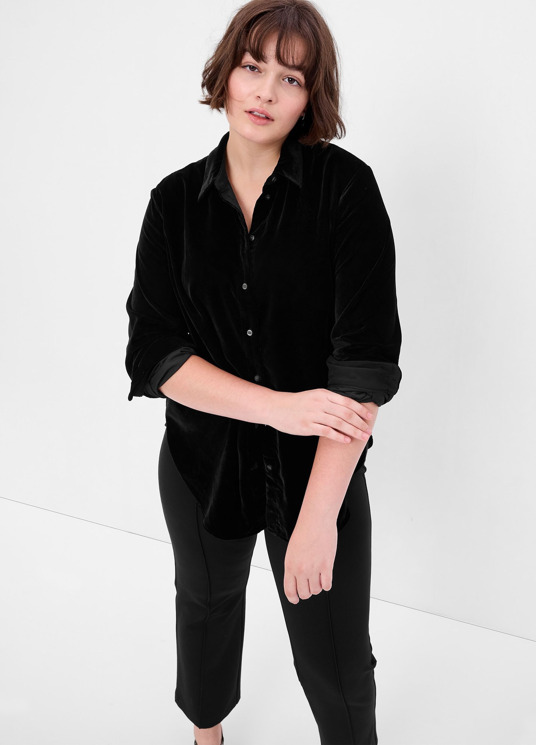 Camicia in velluto tinta unita