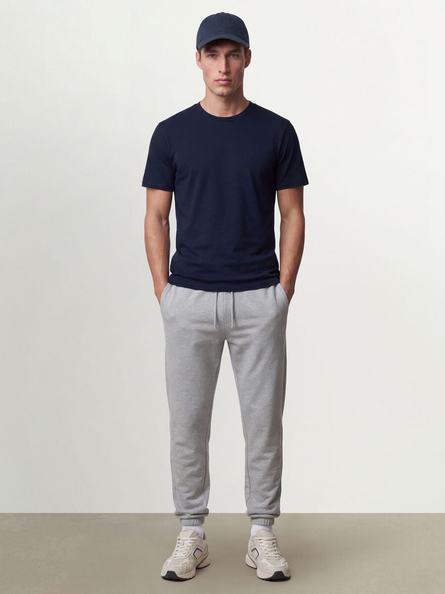 T-shirt blu in cotone organico a maniche corte slim fit_1