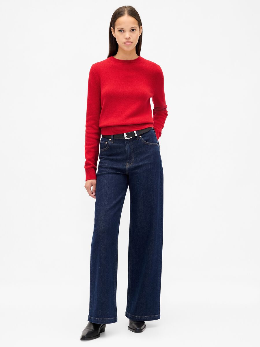 Red Cotton and Acrylic Blend Pullover_2