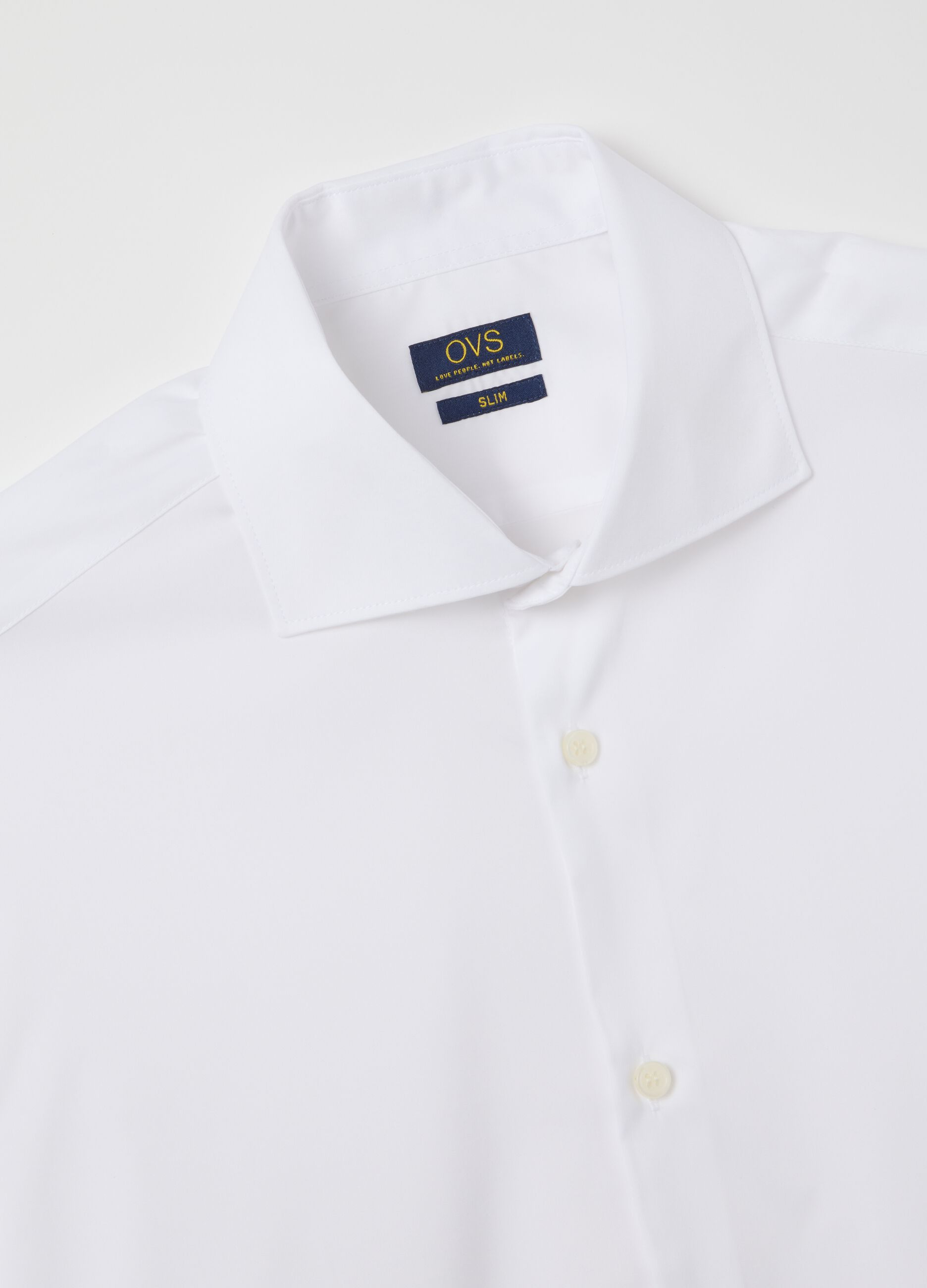White slim shirt with French collar and buttons