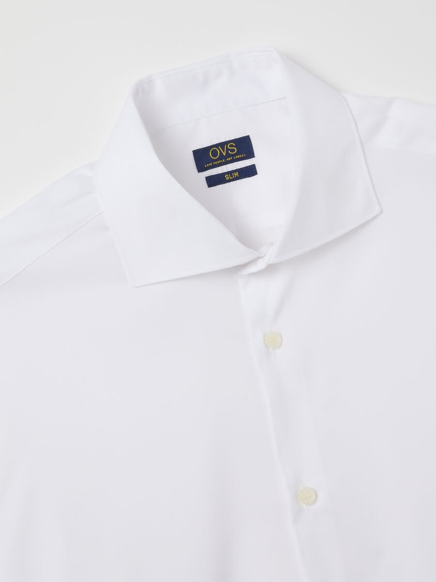 White slim shirt with French collar and buttons_1