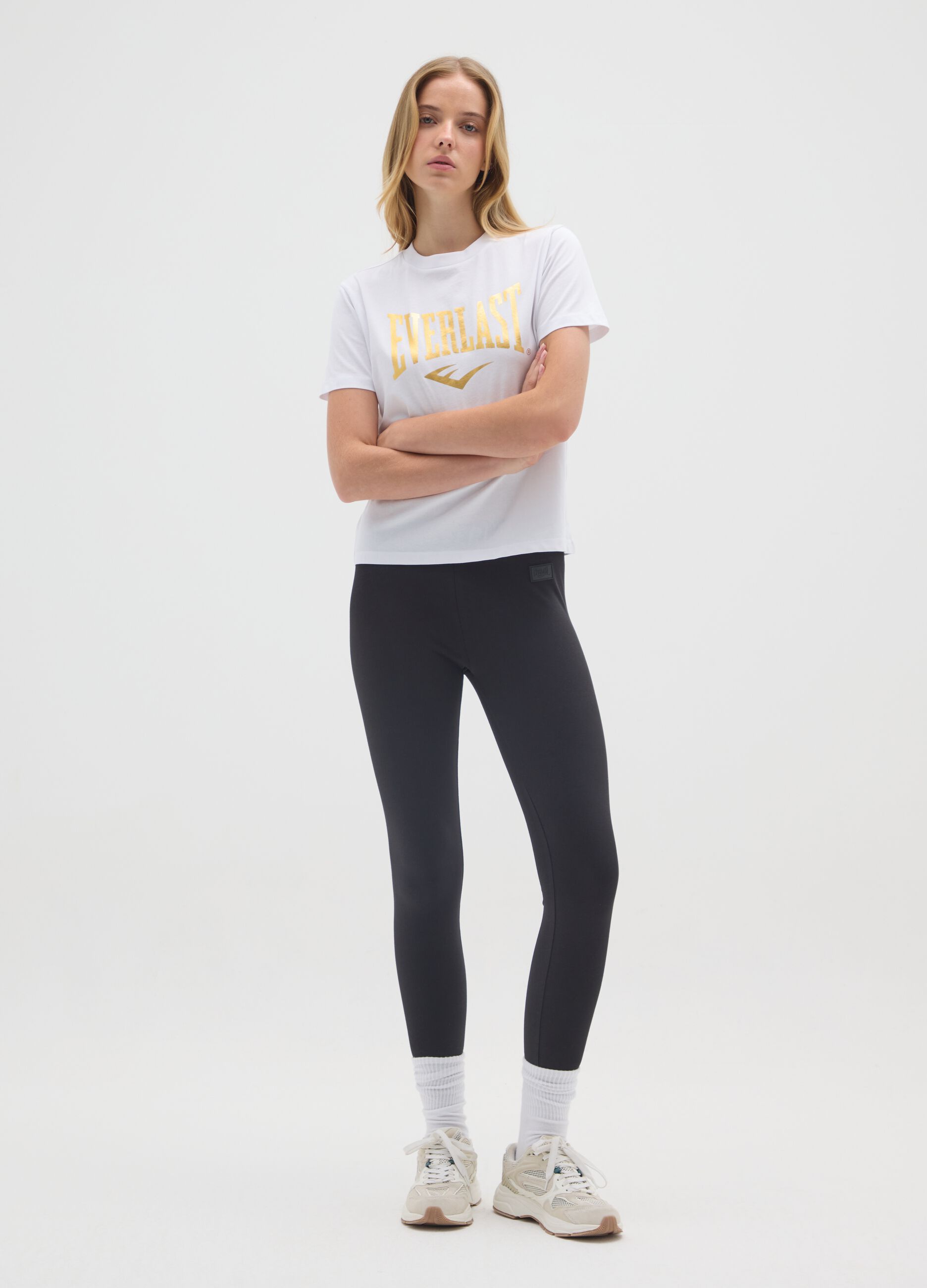 White pure cotton regular fit Everlast T-shirt