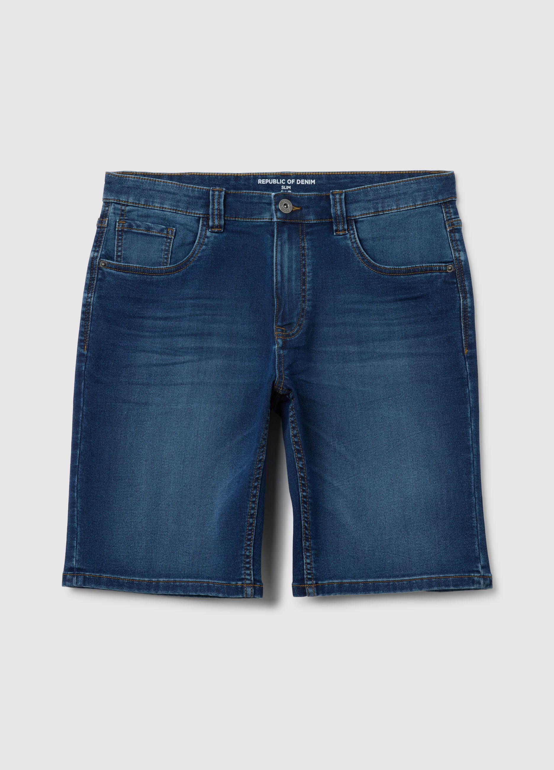 Men's Blue Denim Slim Fit Shorts