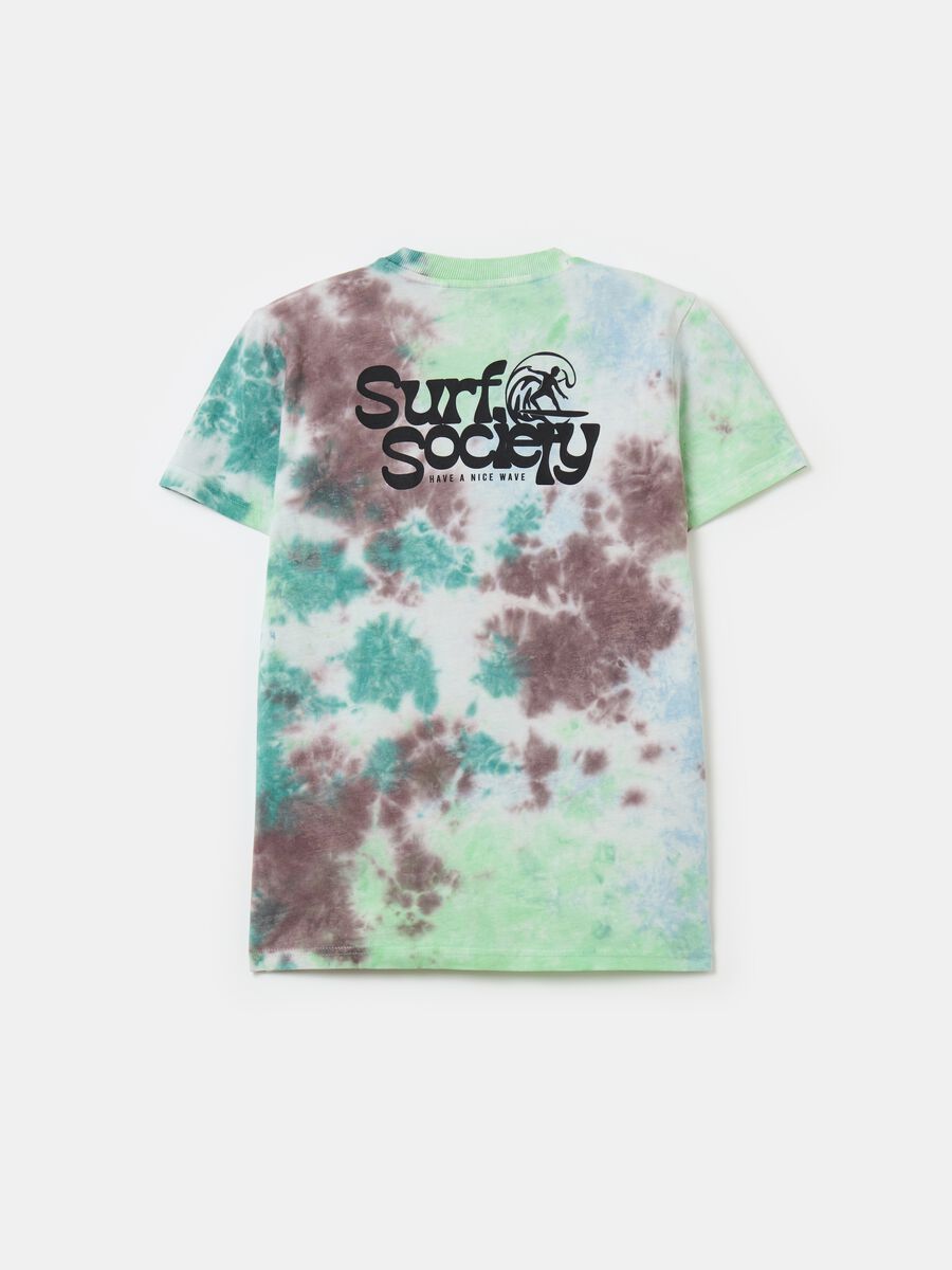T-shirt in cotone Tie Dye con stampa_0