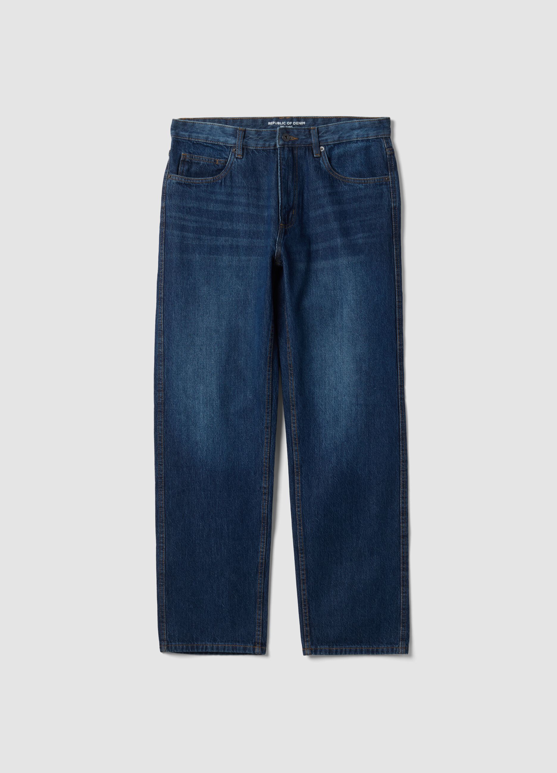 Jeans denim in puro cotone relaxed fit