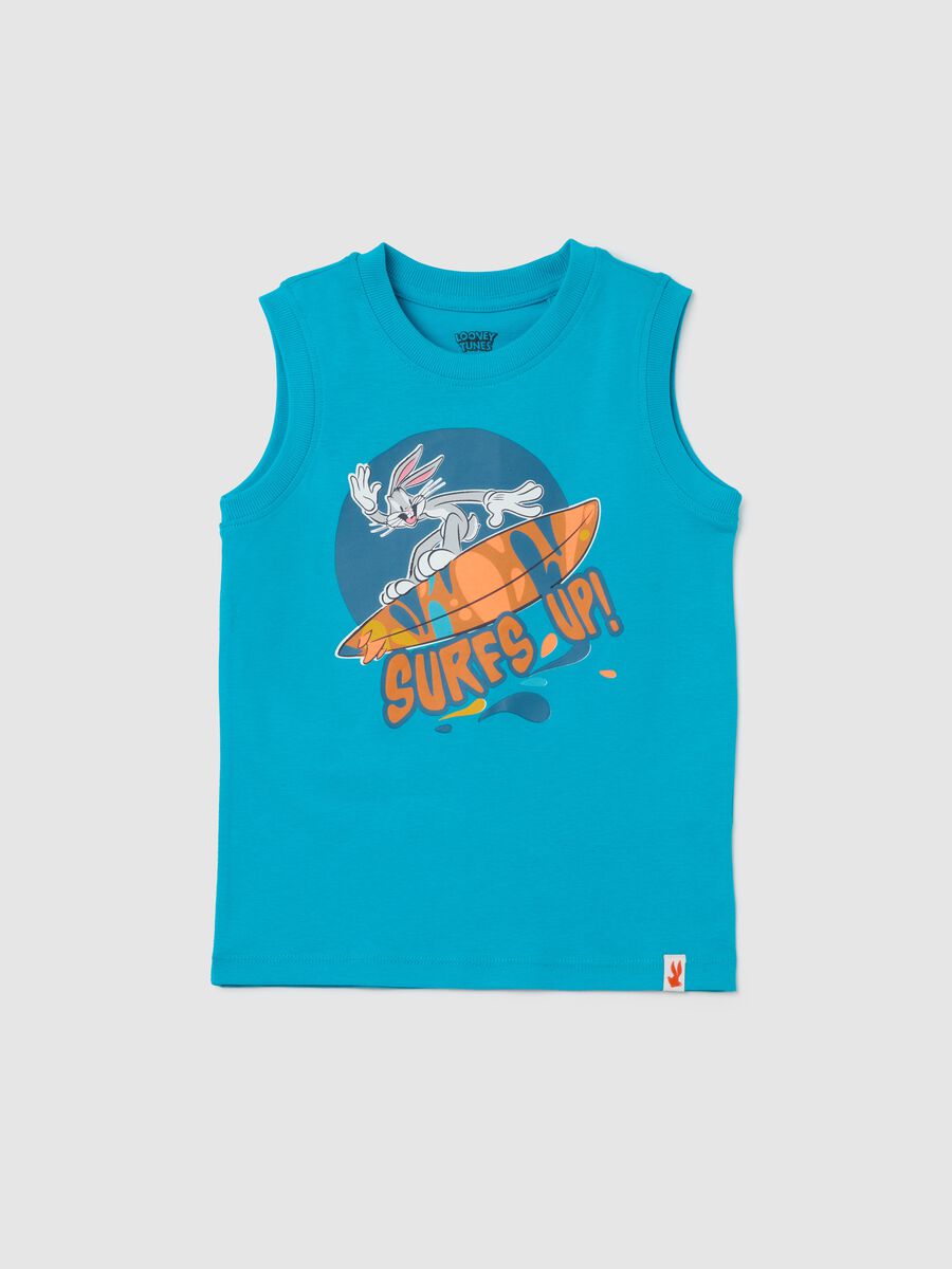 Blue cotton tank top with Bugs Bunny_0